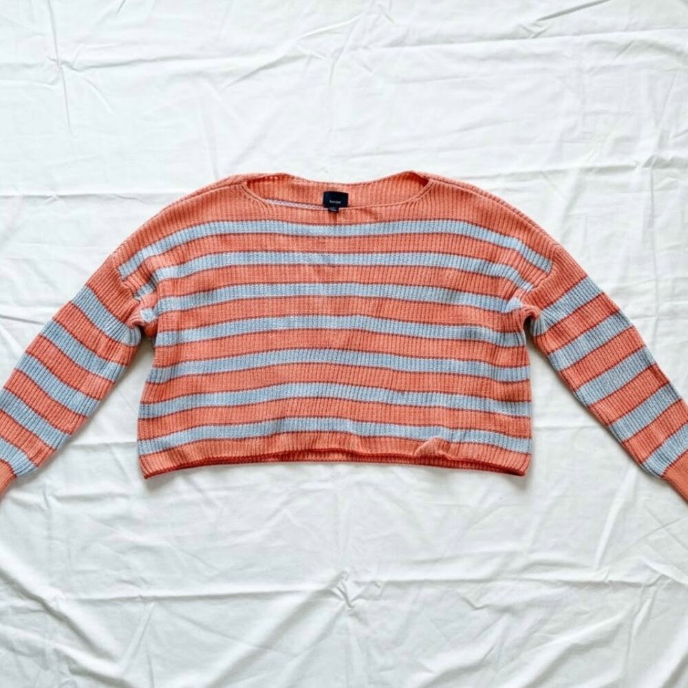 Lumiere Orange Striped Slouchy Knit Sweater Womens Large